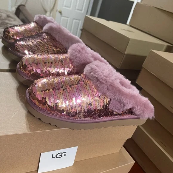UGG | Cluggette Sequins PINK Slippers New In Box - Picture 9 of 15